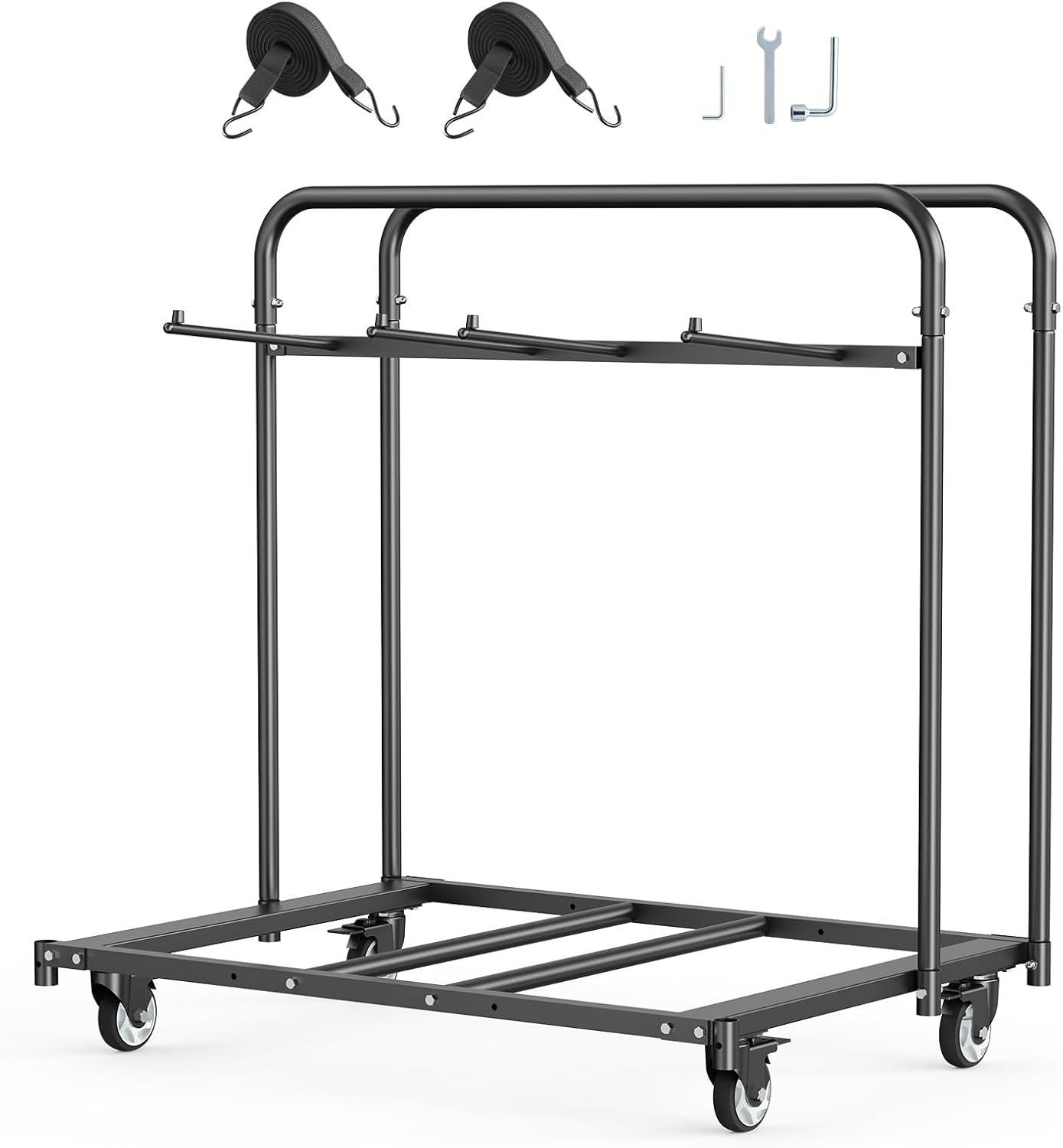 VEVOR Folding Chair Rack, 400 LBS Capacity, Heavy-Duty Chair Cart for 5 Tables+14 Chairs, Chair Storage Dolly Chair Holder w/Swivel Casters and Locking Wheels,for Party Event,Hotel, Matte Black