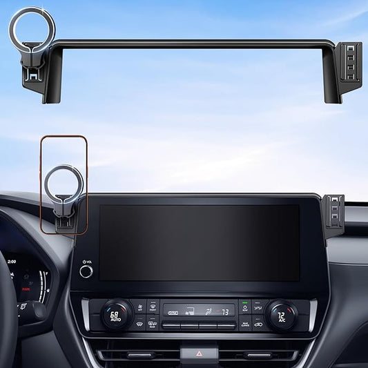 pop-tech Car Phone Mount for Toyota Grand Highlander 2024 2025 2026: Magnetic Strong Magnets Cell Phone Holder Fit 12.3-Inch Touch Screen Compatible with MagSafe & iPhone Accessories