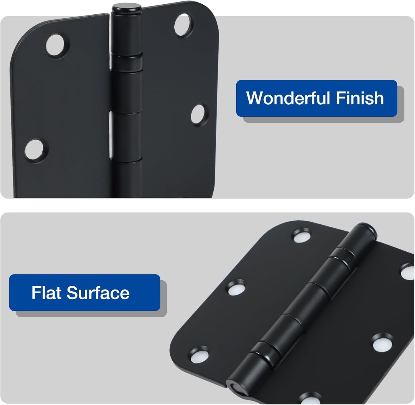 42 Pack Ball Bearing Door Hinges Matte Black 3.5 Inch 5/8"Radius Round Anti Squeak Interior 3-1/2"Flat Iron Bifold Standard Office Bedroom Indoor for Doors 3 ½" Hardware Control Home Decor Essentials