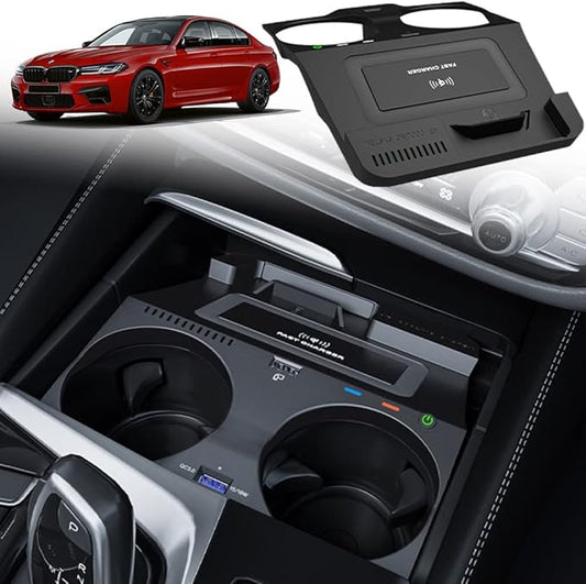 Wireless Car Charger for BMW 5 Series M5/535i/540i/550i/530e 2017-2021, for BMW 6 Series GT M6/640i/650i 2018-2020, 15W Fast Charging Phone Charger Pad for BMW G30 G31 G32 G38 Accessory