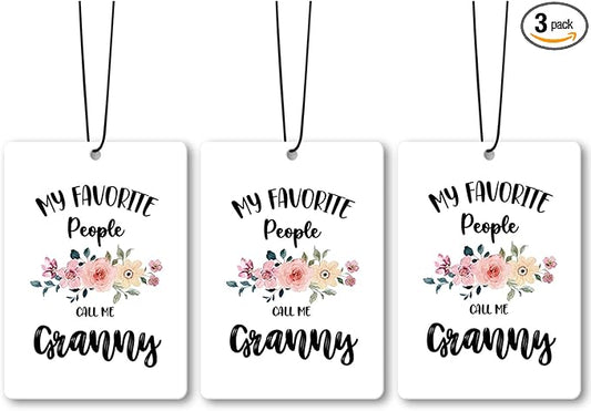My Favorite People Call Me Granny Grandma Gifts Car Air Freshener Accessories 3pcs, Rustic Gifts for Grandma Christmas,Floral Hanging Scent Fragrance Card for Women Closet Bathroom Home Decor