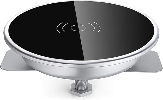 i.VALUX Embed in Desk Wireless Charger,15W Fast Charging Pad Phone Charger,Hidden Desk Grommet Qi Charging Station Compatible with iPhone 17/Air/16/15/14/13/12/11/11 Pro/8/Xs Max/XR/Galaxy S22/S21