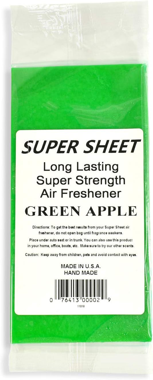 Super Sheet Small (7.5"x3.75") Under Seat Car Air Freshener (Green Apple)