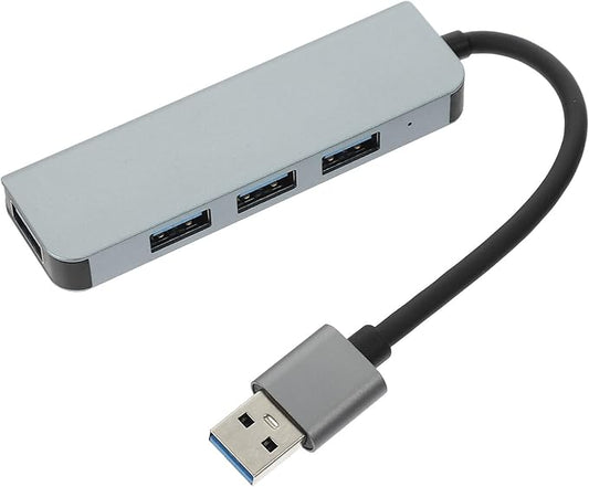 Port USB Hub Extension with Aluminum Case Portable USB Splitter Expander for Laptop High-Speed Data Transfer Plug and Play