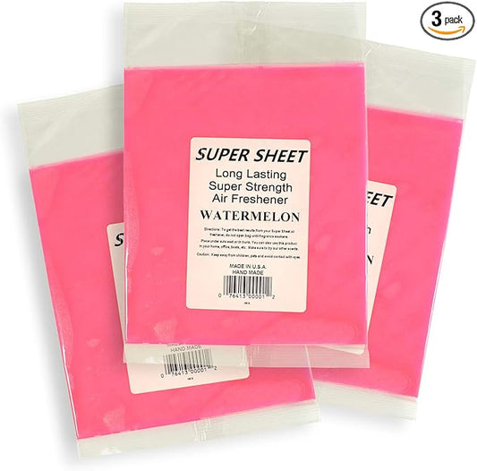 Super Sheet Large (8"x7") Under Seat Car Air Freshener, 3-PACK (Watermelon)