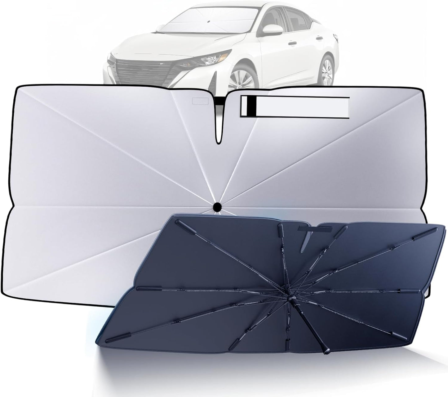 Windshield Sun Shade Umbrella: for Nissan Sentra-2020-2024 2025 - Front Custom Car Window Shades - Foldable Sentra Sedan Sunshades Block UV Keep Cool