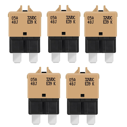 GLOSO Circuit Breaker E39 (T3) Manual Reset Fuse For Car Truck RV Automotive Marine Boat Trolling motor & Custom Wiring Audio battery protection/Low Profile ATC/ATO (5A - 5 Pack)