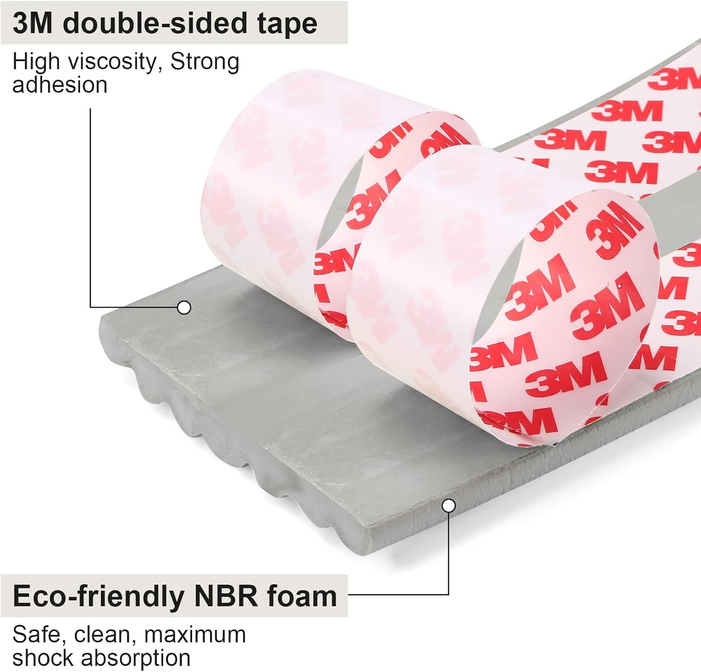 Baby Proofing Edge Corner Protector, 16.4 ft Edge Guards Padding with 3M Adhesive, Extra-Wide Soft Rubber Foam Padding, Furniture,Sharp Edge Safety Corner Edge Bumper Guard-Gray