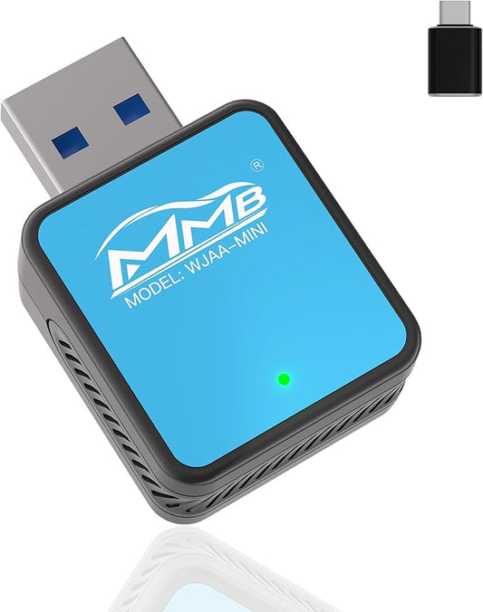 MMB Wireless Android Auto Adapter, 5.8GHZ WiFi, 5.3 Bluetooth, 3-5s Auto Connect, USB-C/USB-A/,Stable Control & No Delay, Compatible with Android 10+ Supports Car Original Control