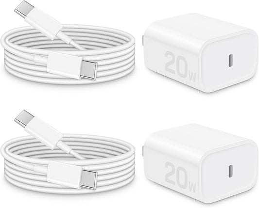 Brasag i Phone 17 16 15 Charger Fast Charging - 20W PD Fast Charger Block with 6Ft USB C Cable for i Phone 17/16/15 Series, i Pad Pro/Air/Mini, Galaxy S23, Pixel 8 & More (2-Pack)