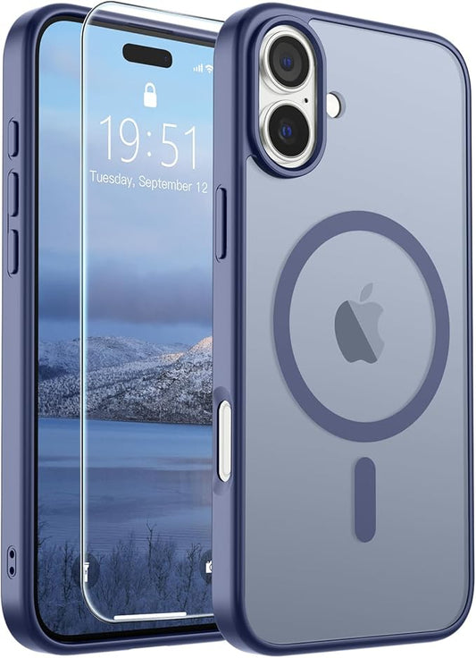 SUPFINE Magnetic for iPhone 16 Case (Compatible with MagSafe) (Military Grade Drop Protection) Slim Translucent Matte Shockproof with Anti-Fingerprint Phone Case,Lavender Gray