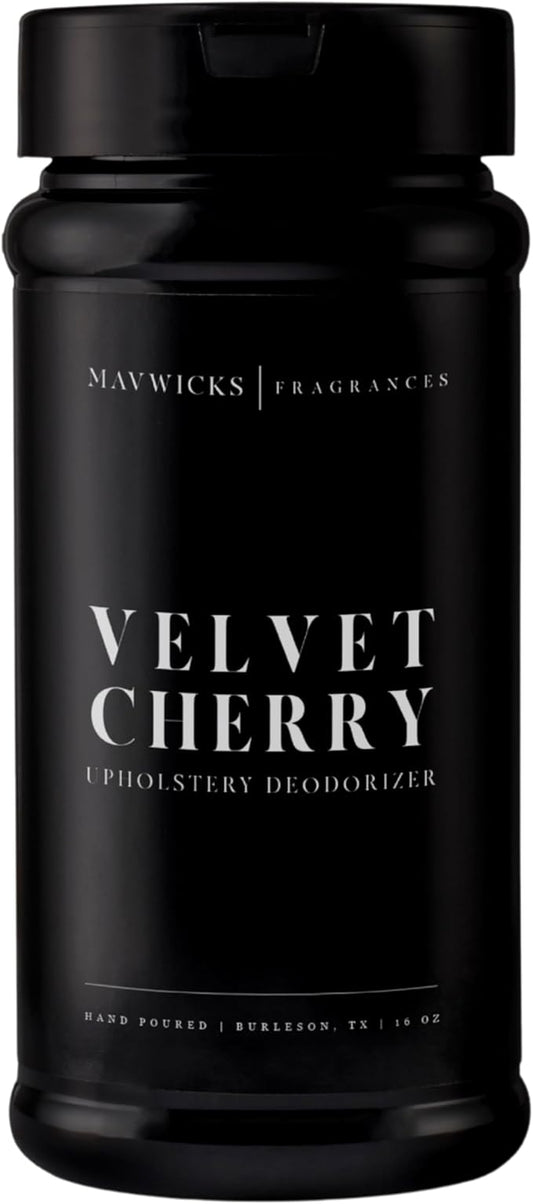 Mavwicks Fragrances - Upholstery Deodorizer (Velvet Cherry) 16 Oz - Rug, Couch & Carpet Deodorizer - Vacuuming Powder, Pet Safe Carpet Freshener Powder - Odor Eliminator for Home