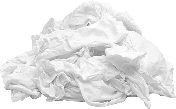 Premium New White Cotton Knit T-Shirt Rags (10 lbs. Bag of Rags) - Lint-Free, Soft & Absorbent Cleaning Cloths for Auto, Paint, Garage, Staining & Polishing