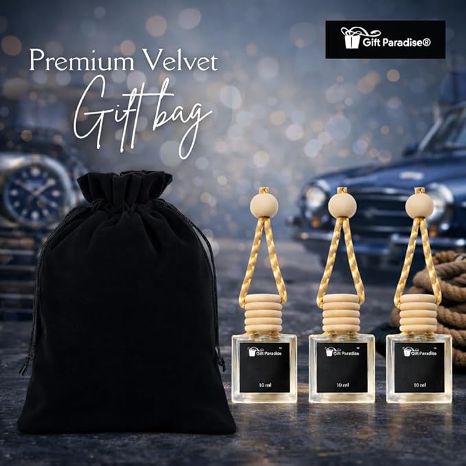 Fallen Leaves Car Air Freshener Set of 3 (10 ml Each) | Hanging Design with Velvet Gift Bag | Cozy Autumn Aroma by Gift Paradise – Perfect for Car, Home & Office Décor