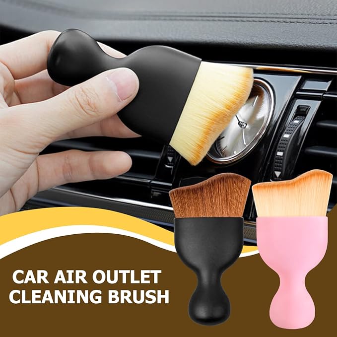 Blilo Car Interior Detailing Brush, Auto Soft Hair Cleaning Brushes, Curved Dirt Dust Collectors, Removal Tool for Dashboard Air Conditioner Vents Leather, Scratch Free (White/Pink/1PCS)