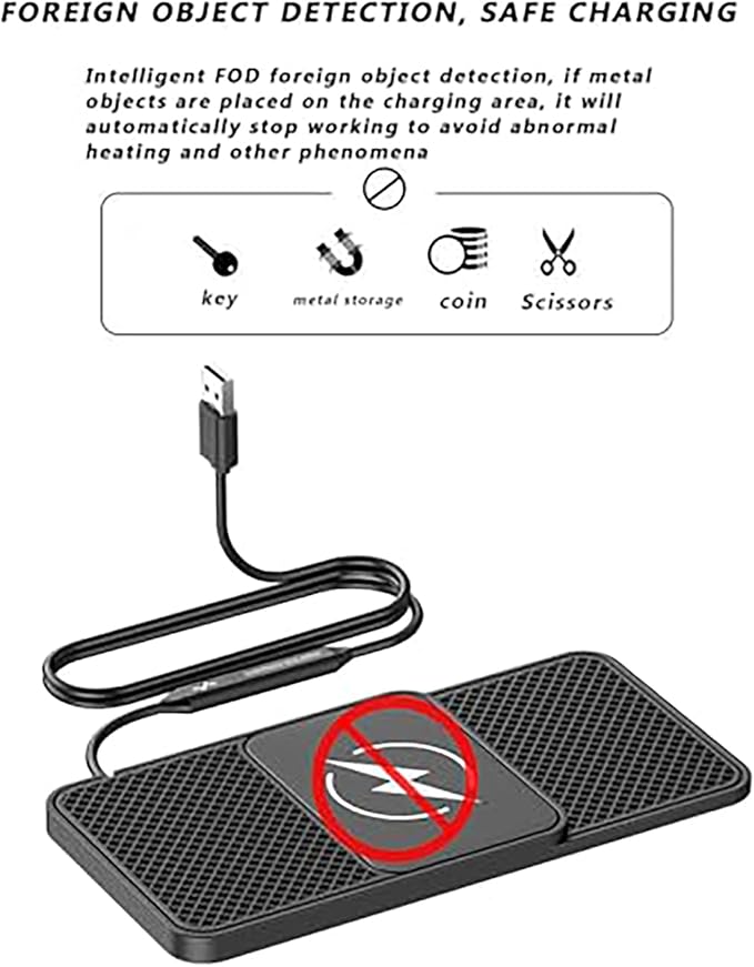 Wireless Car Charger Pad for Hyundai IONIQ 5,20W Fast Wireless Phone Charger Cell Phone Cordless Charging mat,Non-Slip Phone Charging,30cm Cable USB