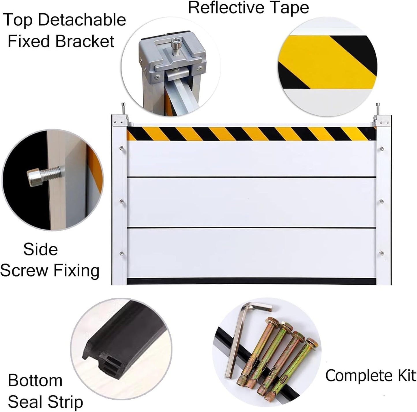 Reusable Heavy Duty Aluminum Flood Barriers for Home Exterior, Flood Protection Barriers Water Barrier Door Quick Detachable Garage Doors Detachable Mobile Rain Water Baffle ( H 15.7 inch L 19.5FT)