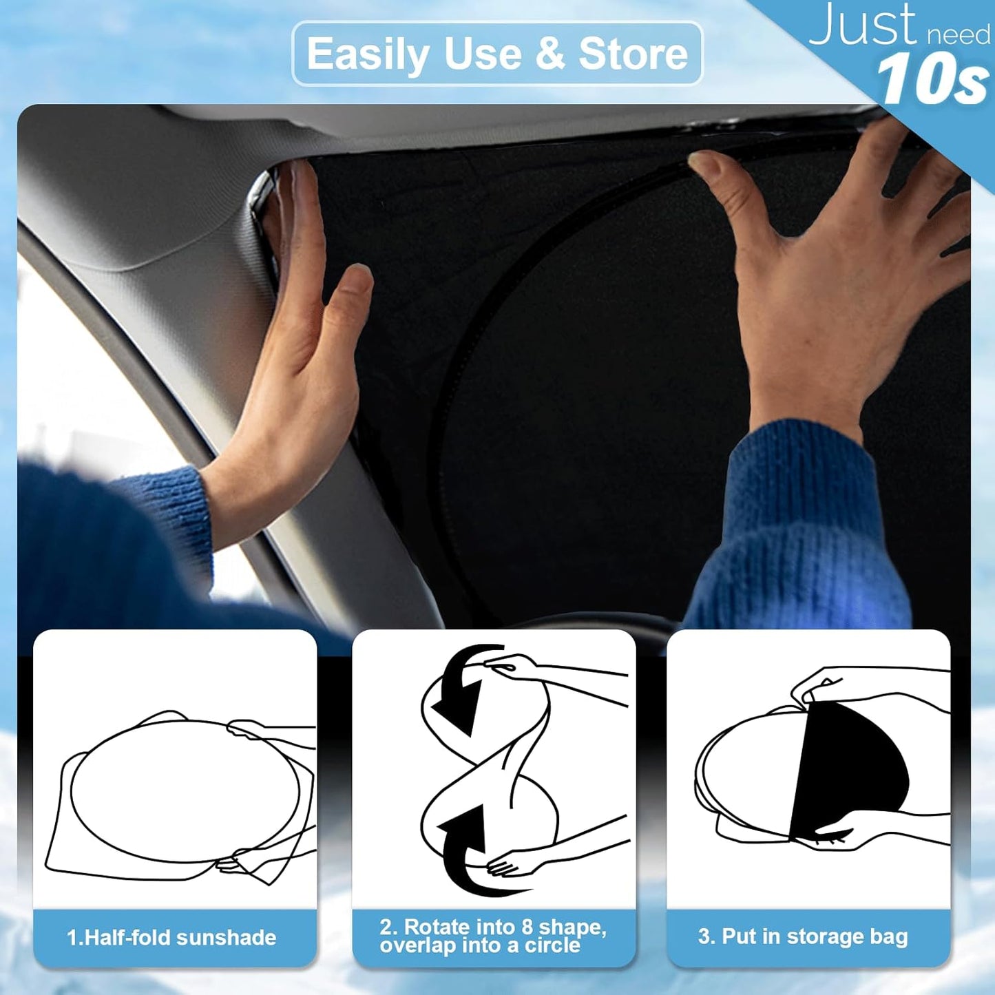 Windshield Sun Shade for 2015-2024 2025 Dodge Challenger Accessories Front Window Sunshade with 210T Sun Visor Protector Blocks UV Rays Heat Sun Shield Keep Car Cooler