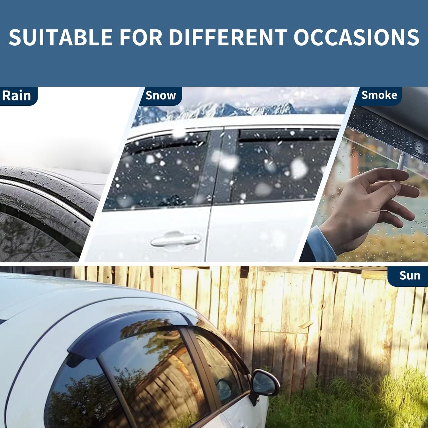 4PCS Rain Guards Window Visors Fits for 2009-2015 Honda Pilot, Outside Mount Durable Vent Visors Shade, Front & Rear Wind Deflector, 2009 2010 2011 2012 2013 2014 2015