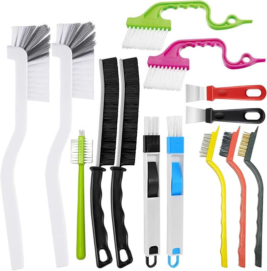 Window Groove Cleaning Brush, Window or Sliding Door Track Cleaner for Sliding Door, Sill, Tile Lines, Shutter, Car Vents, Keyboard (14Piece)