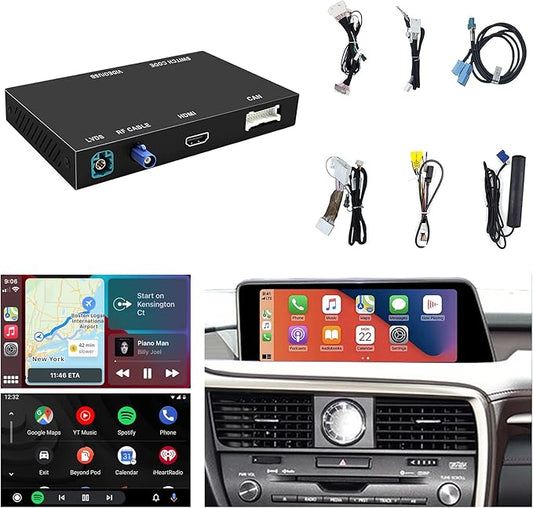 Compatible with Lexus Wireless CarPlay + Android Auto + Mirrorlink Retrofit Kit, Support NX UX LC RC 2014-2019, ES 2015-2019, GS LS RX LX 2016-2019 with Joystick/Small Touchpad