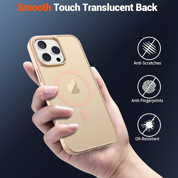 SUPFINE Magnetic for iPhone 16 Pro Case (Compatible with MagSafe) (Military Grade Drop Protection) Slim Translucent Matte Shockproof with Anti-Fingerprint Phone Case,Sand Pink