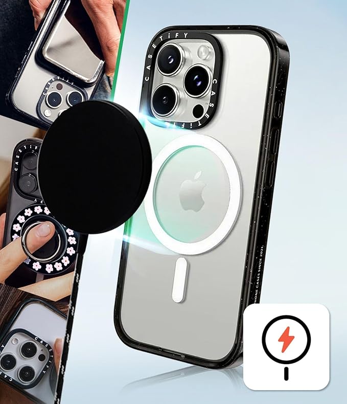 CASETiFY Impact iPhone 15 Pro Max Case [Slim/Compatible with Magsafe / 8.2 ft. 4X Military Grade Drop Protection] - Zebra Pop - Clear Black