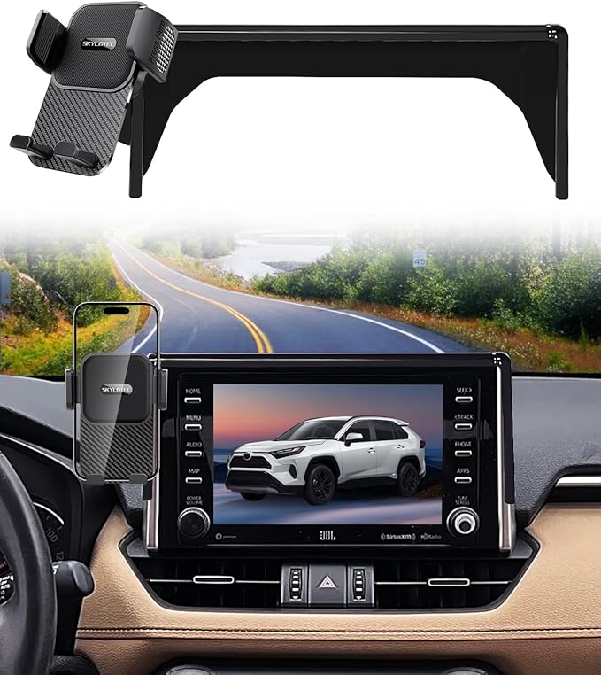 Car Phone Holder for Toyota RAV4 2019 2020-2023 2024 2025 Accessories 7/8-Inch Screen Fixed Clip, Automobile Cradles Phone Mount, Cell Phone Base Not Block Air Vent ( Not Fit 9/10.5-inch Screen)
