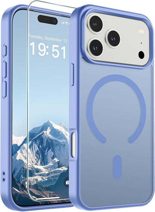 SUPFINE Magnetic for iPhone 17 Pro Case (Compatible with MagSafe)(Military Grade Drop Protection) Translucent Matte Shockproof with Anti-Fingerprint Phone Cover 2025,Blue Purple