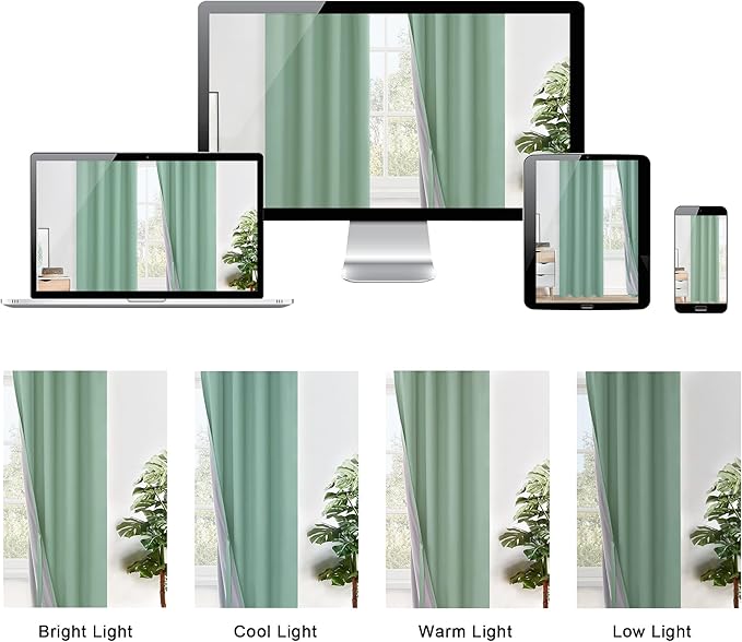 XWZO 100% Blackout Curtains 2 Panels with Tiebacks- Heat and Full Light Blocking Window Treatment with Black Liner for Bedroom/Nursery, Grommet Top, Light Sage, W52 x L63 Inches Long, Set of 2