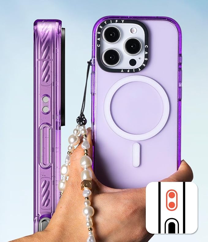 CASETiFY Impact Case for iPhone 15 Pro Max [4X Military Grade Drop Tested / 8.2ft Drop Protection/Compatible with Magsafe] - Flower Prints - Small Blue Flowers - Clear Black