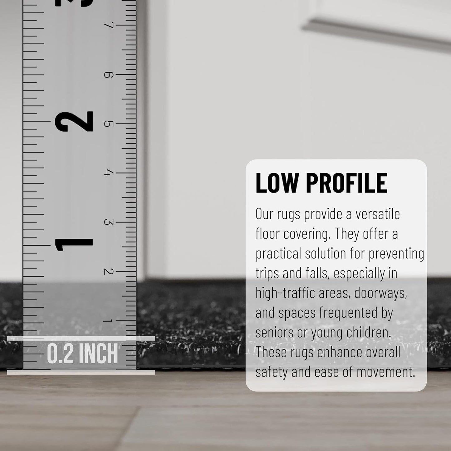 Ottomanson 2' x 29' Hallway Runner with Scraper Pile Extra Durable Non-Slip Rug Mat for Indoor & Outdoor Use - Ideal for Kitchen, Entryway, Patio & Garage - High-Traffic Carpet, Black