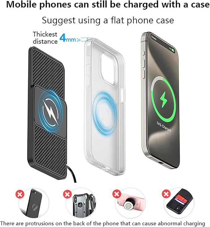 Wireless Car Charger Pad for BMW X7 (2019–2022),20W Fast Wireless Phone Charger Cell Phone Cordless Charging mat,Non-Slip Phone Charging,30cm Cable USB