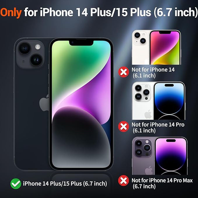 SUPFINE Magnetic for iPhone 15 Plus Case & iPhone 14 Plus Case with Screen Protector (Compatible with MagSafe)(Military Grade Drop Protection) Translucent Shockproof Phone Cover,Dark Blue
