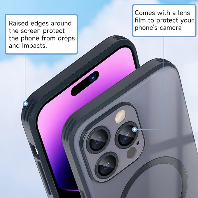 Guppy Compatible with iPhone 14 Pro with MagSafe Case, Magnetic Gradient Case with MagSafe Charging, Gradient Glass Back Cover with Lens Film-Black