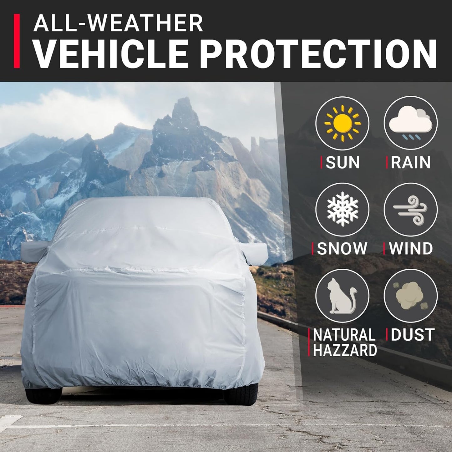 iCarCover Fits 2019-2024 Ranger SuperCrew Cab, 5.0 ft Short Bed Ford Truck Cover Automobiles Form-Fit Padded Full Exterior Waterproof Automobiles Protection Covers
