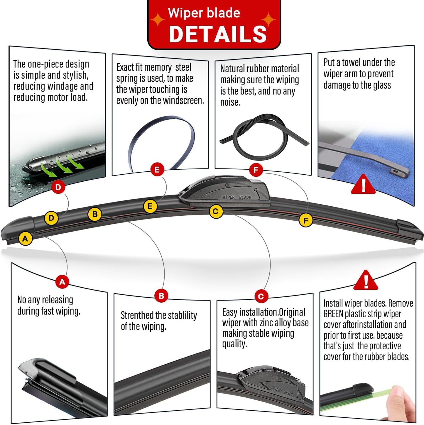 Windshield Wiper Blades Replacement for Honda CRV CR-V 1997 1998 1999 2000 2001 Original Factory Quality Front Rear Wipers Blade Set for My Car - 20" 19" 11" (Pack of 3)