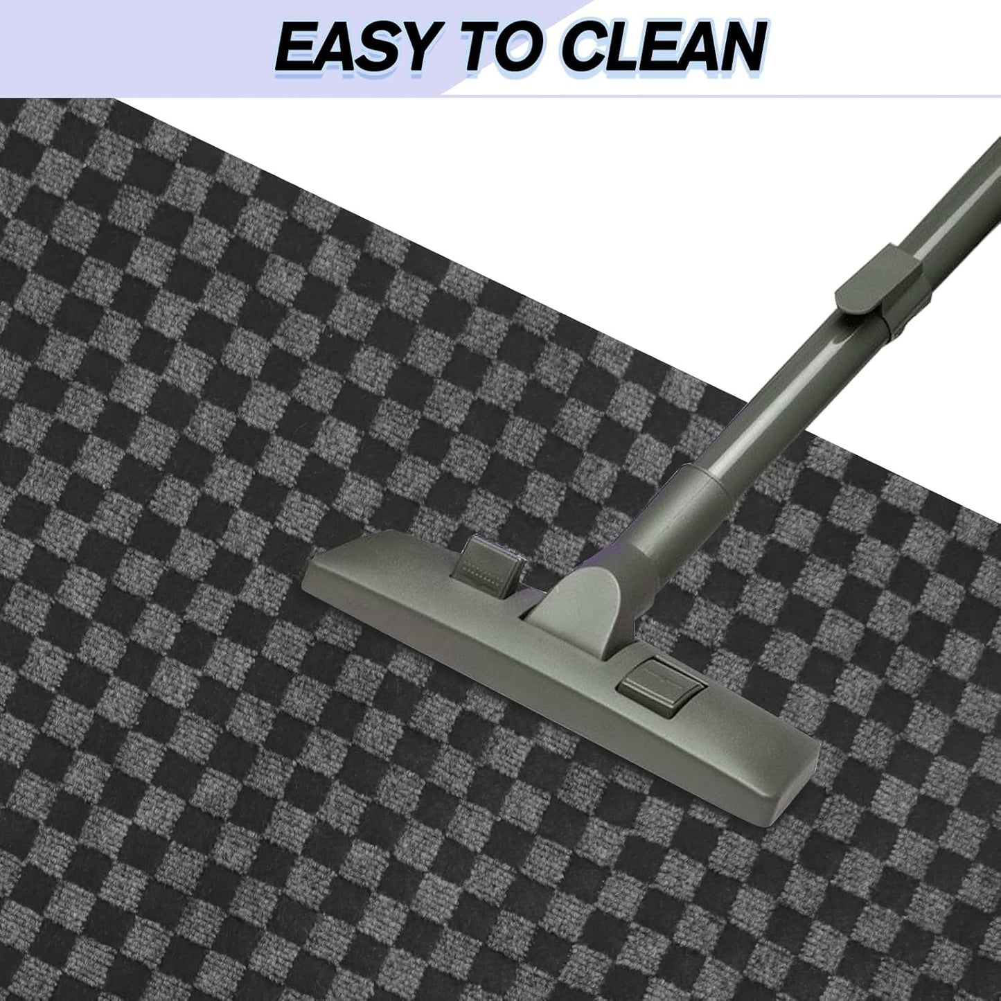 Custom Size Backed Non-Slip Area Rugs Runner, Easy Clean, Waterproof Runner Rugs for Hallway Entryway, Kitchen, Laundry, 3FT x 71FT, Gray Checkered