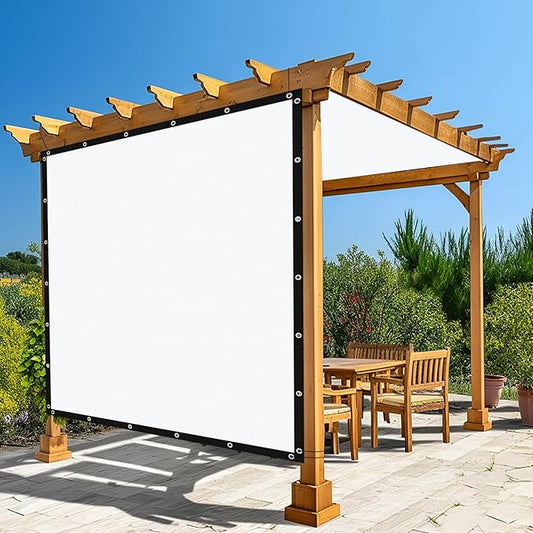Amagenix 90% Pergola Shade Cover 10' X 12' Sun Shade Cloth with Grommets for Outdoor Garden Patio Porch, Commercial Grade 200 GSM - Cable Zip Ties Included (We Customized) GN108, White