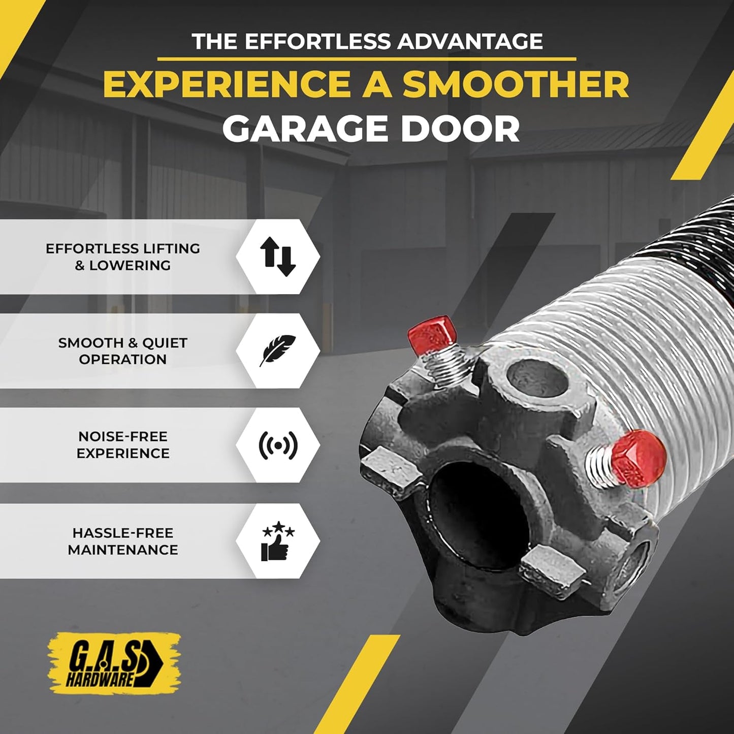 Garage Door Torsion Spring 295x2x48 Torsion Springs for Left Side of Garage Door with 1" Steel Bearing, Gloves, and Winding Bars Precision E-Coating 5-Year Warranty Minimum 30,000 Cycles (Red Cone)
