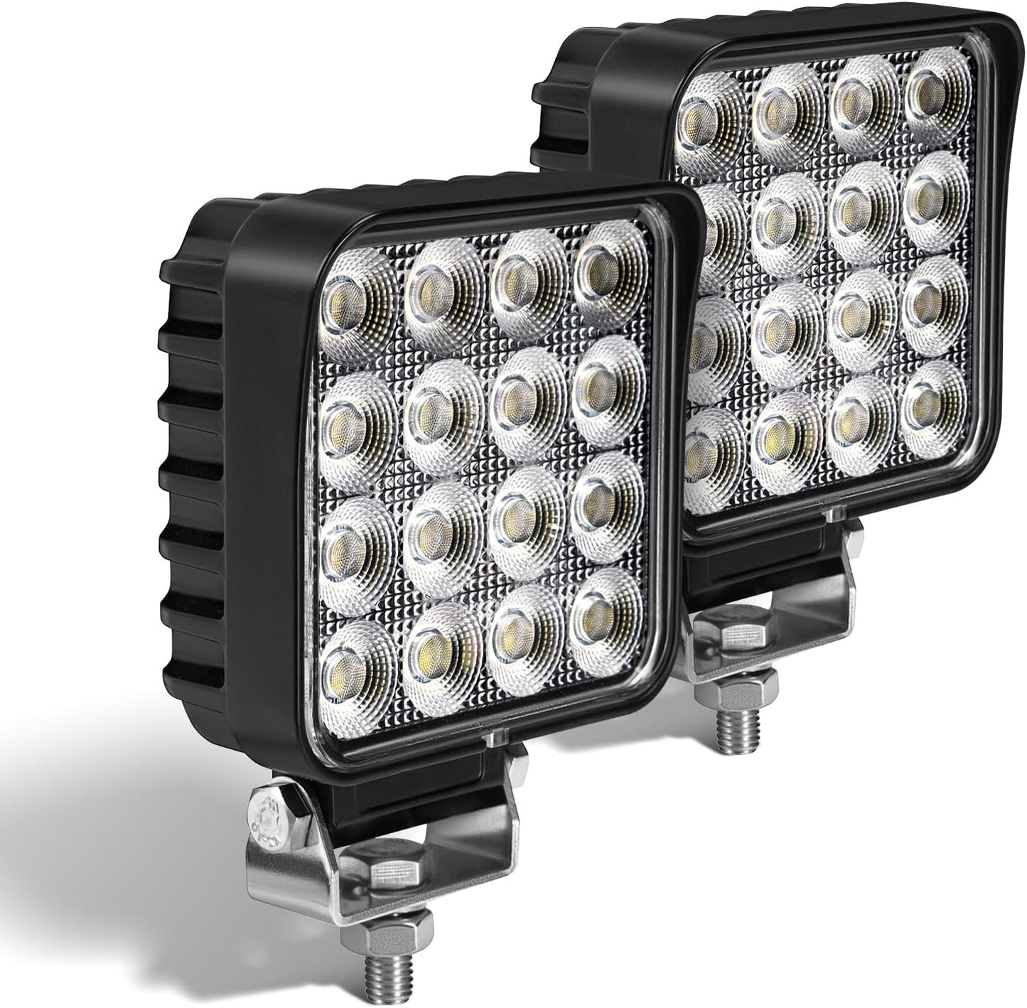 4.3" 12V LED Flood Lights 46W, 24 Volt Work Lights for Heavy Equipment Tractor Excavator Dump Truck 5300LM Waterproof, Vehicle Utility Flood UTV ATV, 2PCS