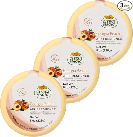 Citrus Magic Odor Absorbing Solid Air Freshener, Georgia Peach, 8-Ounce, Pack of 3