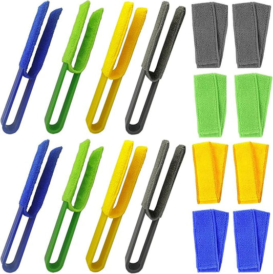 8-Piece Window Blinds and Car Air Vent Cleaner Set, Microfiber Dusters with 8 Washable Covers, Multi-Color Groove Tool Set, 4.7 Inches