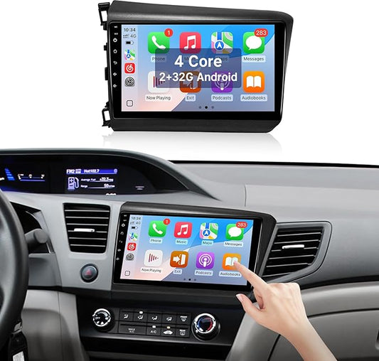 Leadfan Android 13 Car Radio for Honda Civic 2012 Stereo Replacement with 9'' Touchscreen Carplay Android Auto in-Dash GPS Navigation Bluetooth WiFi SWC Backup Camera MIC (4+64G)