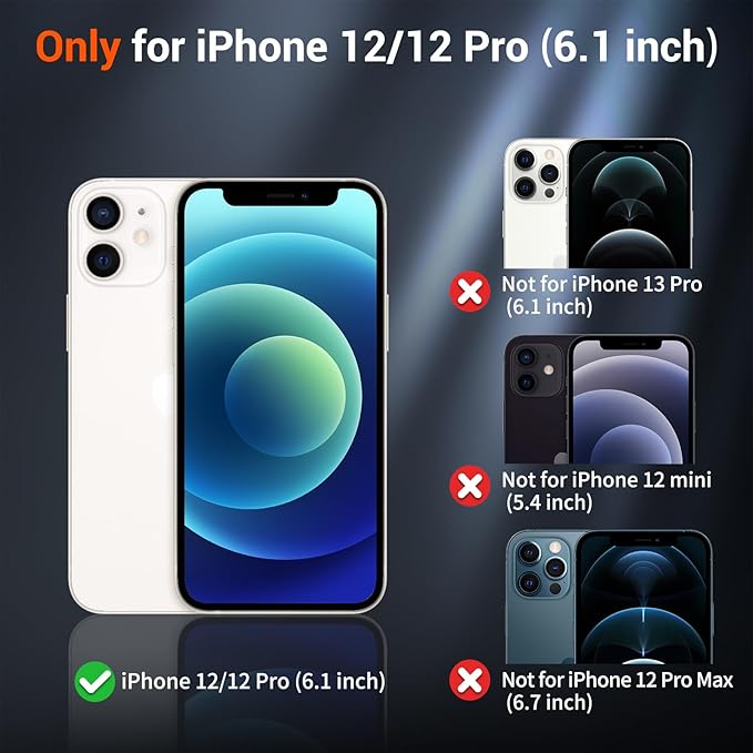 SUPFINE Magnetic for iPhone 12 Case/iPhone 12 Pro Case with Screen Protector (Compatible with MagSafe)(Military Grade Drop Protection) Translucent Matte Shockproof Phone Cover,Dark Blue