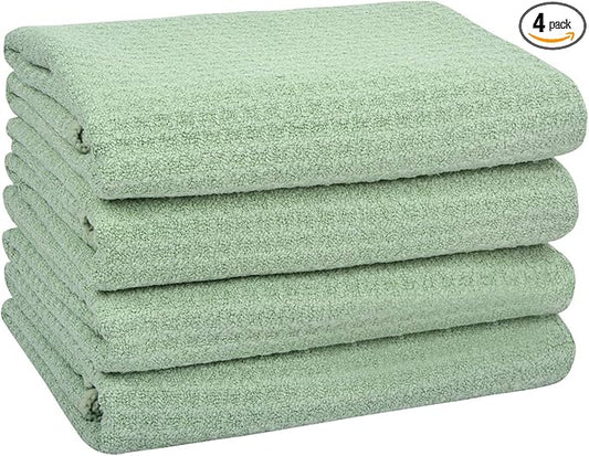 VIVOTE Microfiber Kitchen Towels - Super Absorbent, Soft, No Lint, Waffle Weave, Fast Drying Hand Towels (4 Pack Green, 16 Inch X 24 Inch)