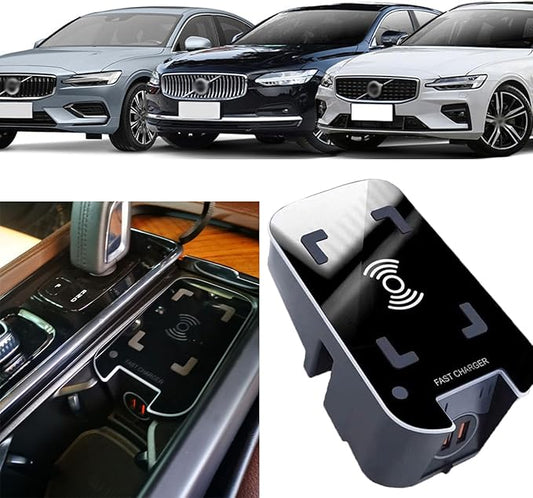 CenNa Wireless Car Charger for Volvo S60 Xc60 V60 S90 V90 Xc90 (2015-2024) All Models Accessory with Dual USB Qc3.0 Fast Charging Gift for Family