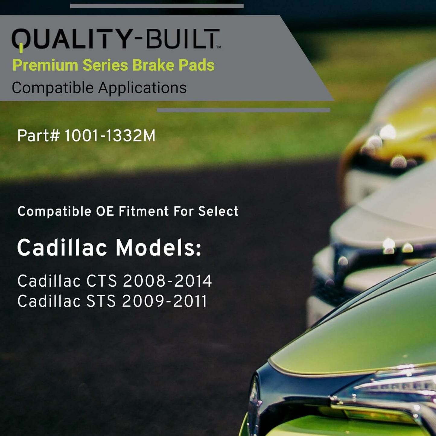 Premium Semi-Metallic Front Brake Pads (1001-1332M) Compatible with Cadillac CTS 2008-2014, Cadillac STS 2009-2011