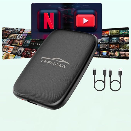 6-in-1 Android Auto Wireless Adapter and Apple CarPlay Adapter, Wireless Carplay Adapter with Netflix YouTube TF Card, Plug & Play, Easy Setup, Magic Video Ai Box for OEM Wired Apple Car Play Cars