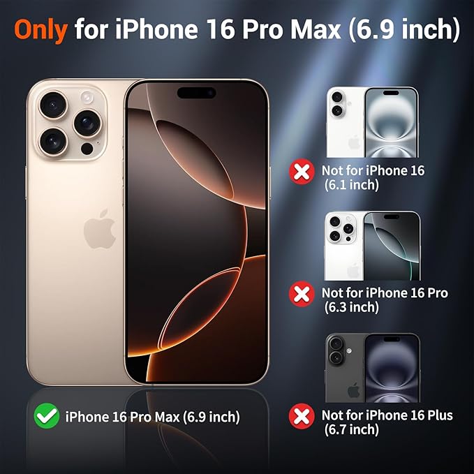 SUPFINE Magnetic for iPhone 16 Pro Max Case with Screen Protector (Compatible with MagSafe) (Military Grade Drop Protection) Translucent Matte Shockproof Phone Cover,Starry Orange